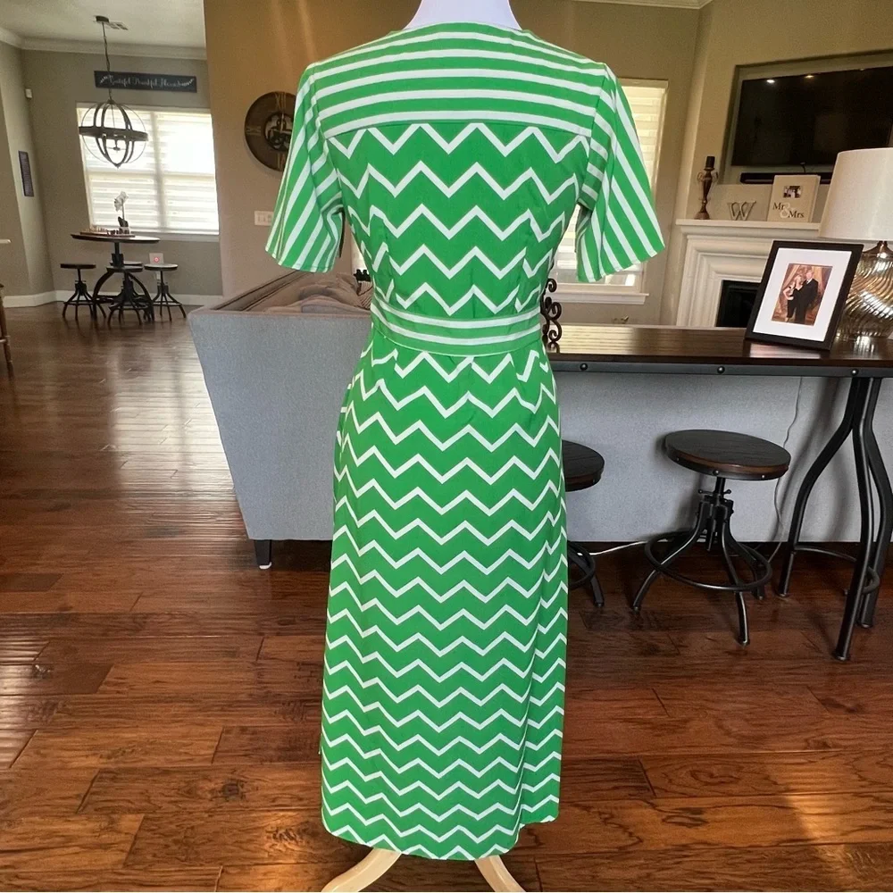 Who What Wear Maxi Wrap Dress Women's Small Kelly Green White Summer Long Length - Picture 5 of 16